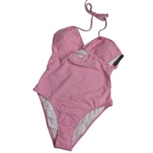 Victoria's Secret Gingham Strappy Cutout One-Piece Swimsuit L